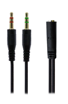 Awei AUX-002 Audio Splitter AUX Cord 3.5mm Headset Microphone 2 Male Jack 1 Female Port Cable