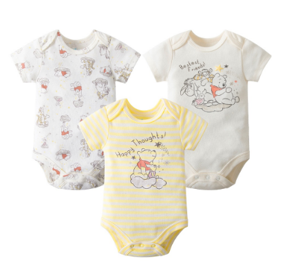3pcs Disney Newborn Baby Unisex Romper Cotton Short-Sleeve Bodysuits Cute Bear