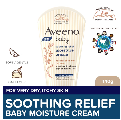 Aveeno Baby Soothing Relief Moisture Cream 140g - Lotion For Newborn Baby, Sensitive Skin, Eczema