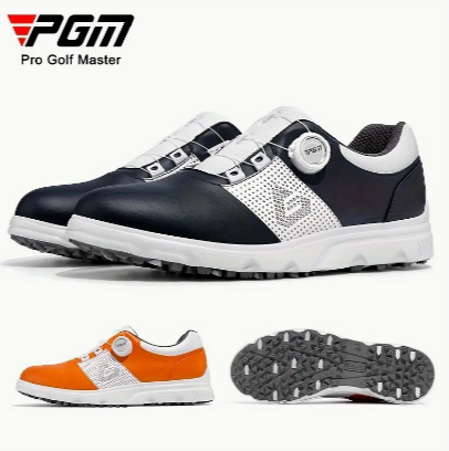 PGM Men's Trendy Professional Golf Shoes With Spikes, Comfy Non Slip Casual Sneakers