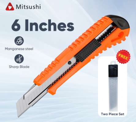 Mitsushi 2PCS Utility Cutter Knives Set/18mm Blade Retractable Utility Knife/Replaceable Blade
