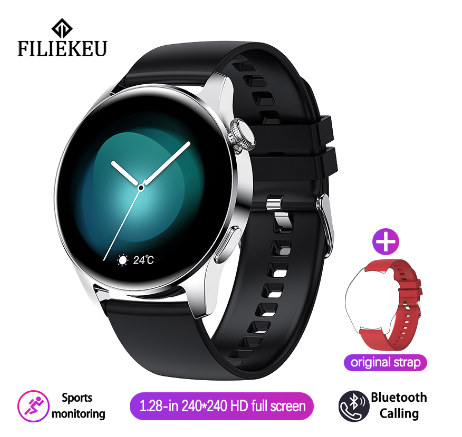 FILIEKEU original smart watch HD full touch screen bluetooth call waterproof sports fitness smart watch for men SILICONE SILVER