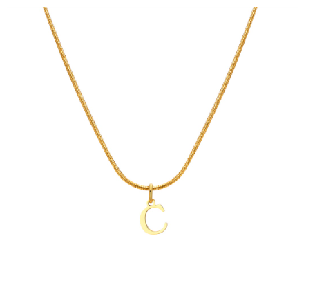 Vnox Gold 26 Capital Letter Necklace for Women,Stainless Steel Initial Pendant Necklaces C
