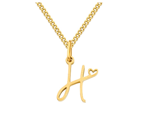 Cursive Initial Necklaces for Women Girls,14K Gold Filled Personalized Monogram Name Letter Necklace Jewelry Gifts H