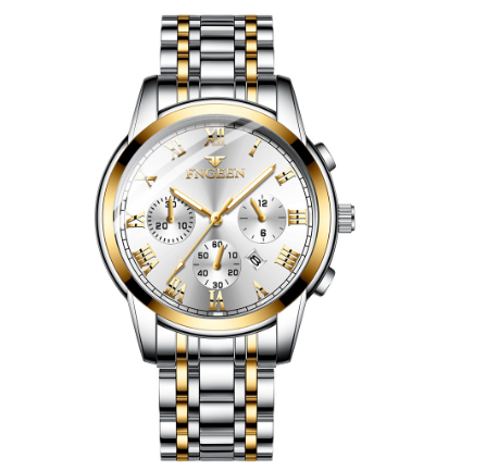 FNGEEN Men's Quartz Watch SILVER GOLD WHITE