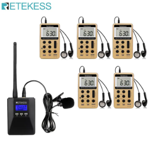 Retekess TR506 Portable FM Transmitter with 5 V112 AM FM Mini Radio Receivers, Low Power FM Broadcast Stereo Radio Station for Church Parking Lot, Tour Guide, Drive-in Movie Theater