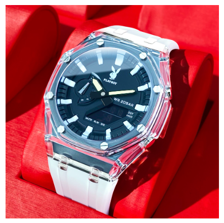 Playboy Watch For Men Waterproof Luminous Dual Display Silicone Strap Sports Fashion Trendy Style Men's Watch