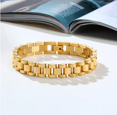 Stainless Steel Gold Charm Bracelet & Bangle for Women