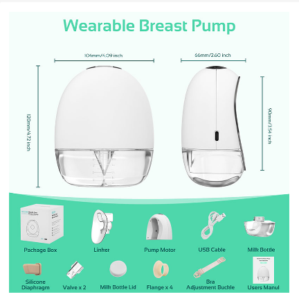 Dr.isla Wearable Breast Pump Electric Portable Breastfeeding 180ML/4 Mode 9 Level 24mm EB22