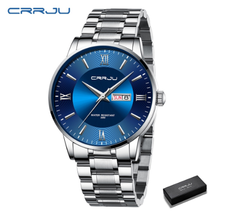 CRRJU Men's Watch New Fashion Casual Sports Business Stainless Steel Quartz Waterproof 2175 m8