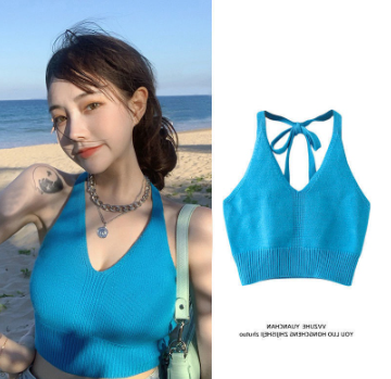 Versatile Small Suspender Vest Summer Women's Hanging Neck Sleeveless Top Exposed Navel VD