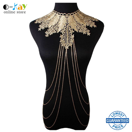 O-KAY Lace Body Jewelry Chain Body Necklace