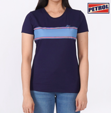 Petrol Basic Tees for Ladies Regular Fitting CVC Jersey Fabric Trendy Fashion 132129-U Peacoat