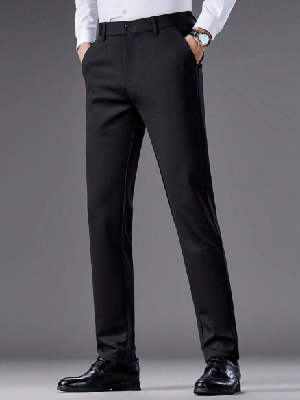 Men's Formal Business Dress Pants Straight Trousers, Elastic Suit Pants, Long Light Weight Trousers