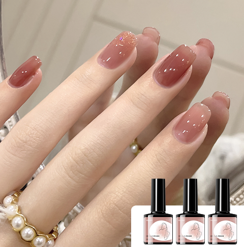 Gel Nail Polish Set 3 Colors Nude Pink Gel Polish Set Blue Pink Nail Polish Gel All Seasons Nail Art Soak Off LED Gel Nail Kit DIY Home Salon
