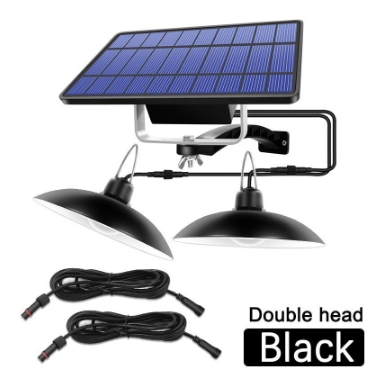 Double LED Solar Hanging Light Outdoor Indoor Hanging Solar Powered Shed Lights Waterproof Lamp
