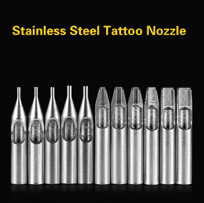 Stainless Steel Tattoo Nozzle Kit Mixed Size Professionally Used for Tattoo Liner Shader Machine Grip Supply (11 Pcs)