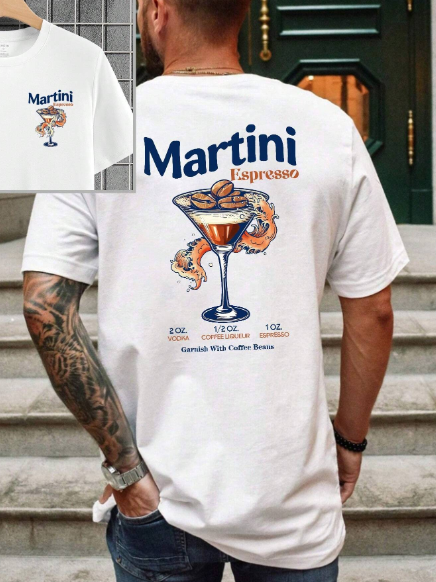 Manfinity Dauomo Cocktail Graphic Short Sleeve Tee For Men