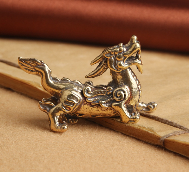 Brass Chinese Ancient Beast Pixiu Home Decor Lucky Animal Figurines Statue
