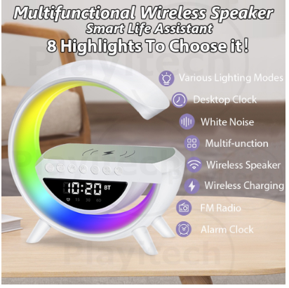 BT-3401 Bluetooth Speaker 15W LED Atmosphere RGB Light Wireless Charger Desk Lamp Lamp Smart Speaker