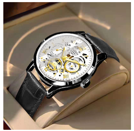 Original Luxury Hollow Stainless Steel Fashion Luminous Waterproof Men's Watch Business Calendar automatic Quartz analog Wrist Watch 0011