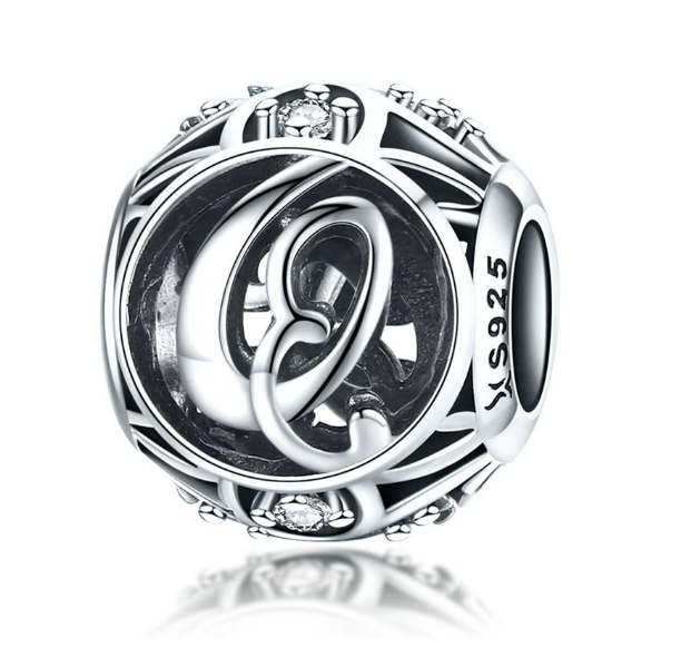 Bamoer 26 Letters A to Z Charm Sterling Silver 925 Bead For Bracelet & Necklace DIY Fashion Accessories Q