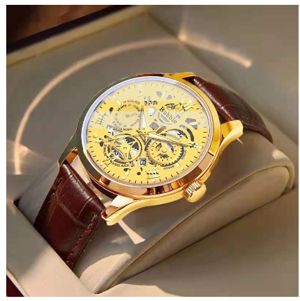 Original Luxury Hollow Stainless Steel Gold Fashion Business All-Match Luminous Waterproof Calendar Quartz Korean automatic analog Watch M7