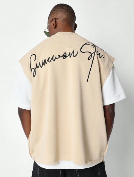 SUMWON Boxy Tank Top With Embroidered Design