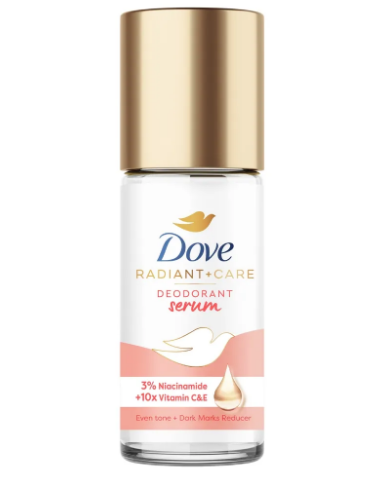 Dove Radiant + Care Deodorant Serum Roll On 3% Niacinamide 10x Vitamin C&E Dark Marks Reducer 45ml