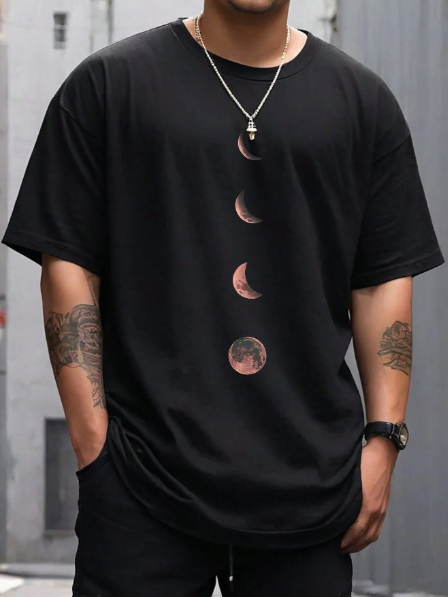 Manfinity Homme Men Simple Printed Round Neck Plus Size T-Shirt