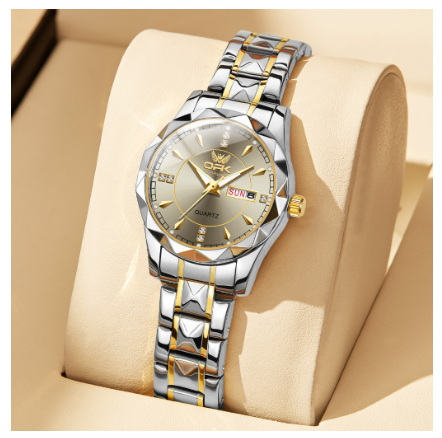 OPK Watch For Women Waterproof Luminous Original Quartz Stainless Steel Strap Simple Fashion Style Watch GRAY DIAL SILVER STRAP