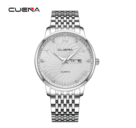 CUENA New Men's Watch Fashion Business Automatic Date Stainless Steel Waterproof Quartz 6069 M6