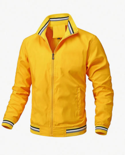 Men Striped Trim Zip Up Sports Jacket