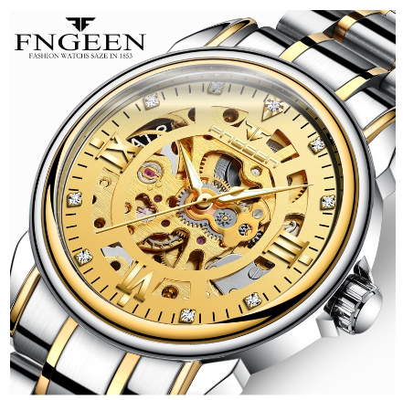 FNGEEN 0014 Men's Automatic Mechanical Watch SILVER GOLD