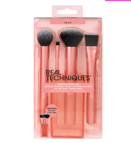 Real Techniques Flawless Base Make Up Brush Set (RT 204, RT 205, RT 206, RT 207, with Free Holder)