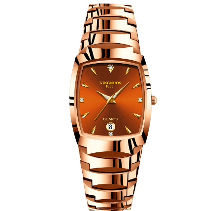 Fashion Tungsten Steel Color Square Couple Style Steel Band Calendar Watch Waterproof Luminous Men's and Women's Student M1