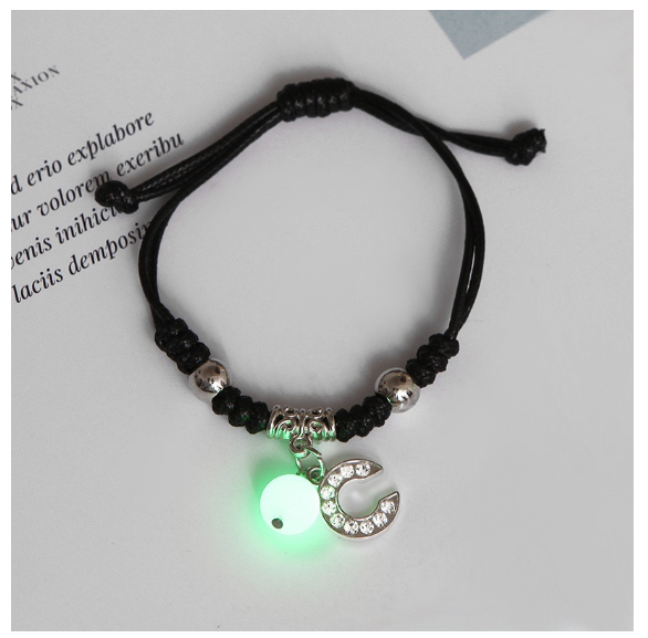 26 Letters Glow in the Dark Alphabet Initials Beaded Luminous Bracelet Women Men Birthday Gifts C