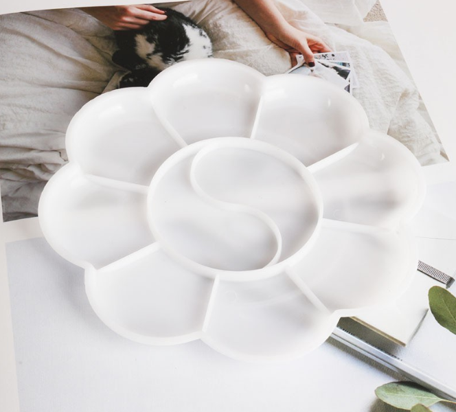 SeamiArt 1pc 85mm Dia. Plastic Palette For Acrylic Oil Gouache Painting Art Tools Stationery