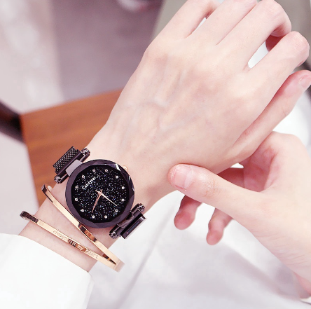Women Mesh Magnet Buckle Star Sky Watch Casual Romantic