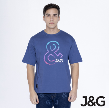 J&G Rugged Boxy Fit Graphic Tee in True Navy