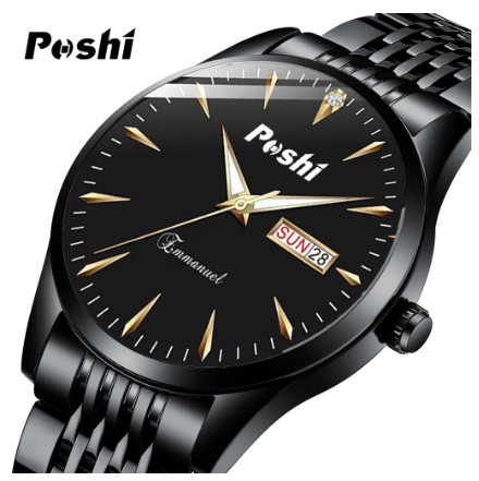 POSHI Top Brand Men's Watches Luxury Full Steel Business Quartz Watch Men Original Waterproof Sport Date Clock 05