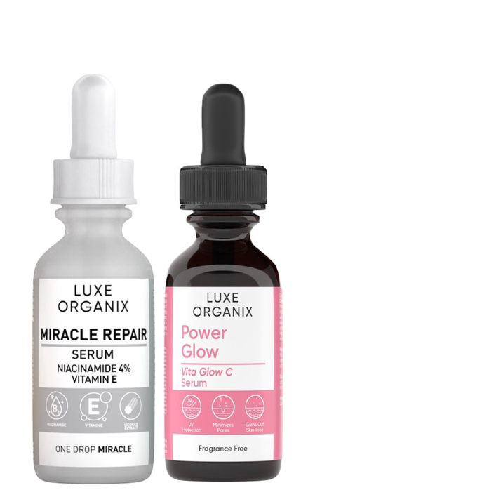 Luxe Organix Power Glow Vit. C 20 Percent Serum 30mL and Miracle Repair Niacinamide 4 Percent Serum 30ml Bundle
