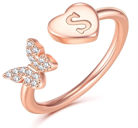 26 English letters Diamond ring Women's adjustable opening copper ring Jewelry S