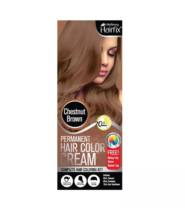 Hairfix Permanent Hair Color Cream Kit Chestnut Brown 120ML