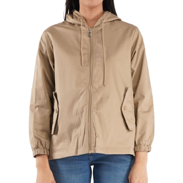 RRJ Basic Jacket for Ladies Regular Fitting Special Fabric Trendy fashion Casual Top 112311 (Beige)