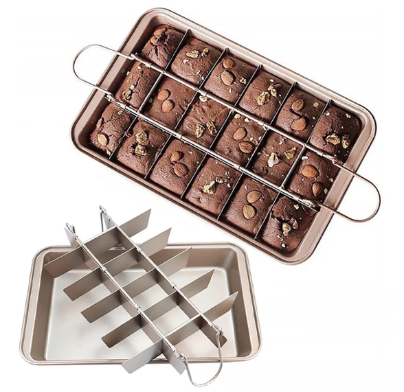 18 Pre-slice Dividers Brownie Pan Non Stick Cake Baking Pans Tray Bakeware