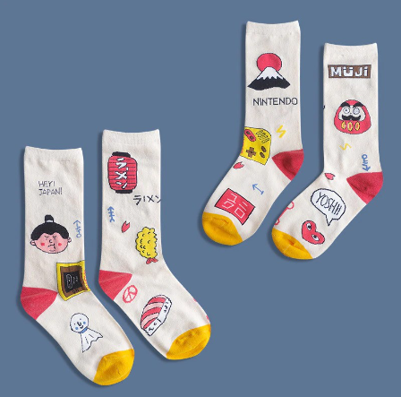IDENTITY Shinjuku Printed Mid-Crew Length Socks