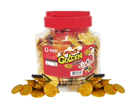 Coco Chocolate Golden Coin Jar 100Pcs