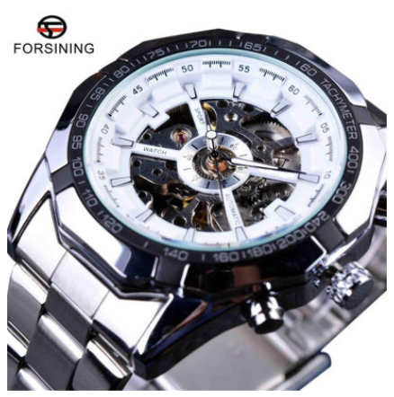 Forsining Watch for men Automatic Mechanical Watches Sport Skeleton Stainless Steel Gold Luxury Men Watch 2