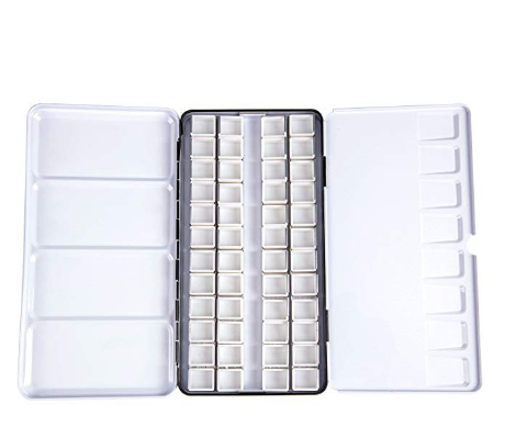 SeamiArt 6 12 24 36 48 Pcs. Watercolor Plastic Half Paint Pans Painting Tools